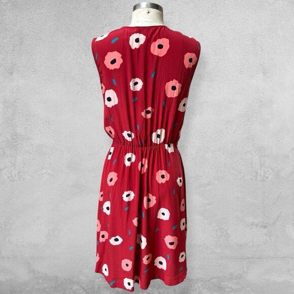 Amour Vert Elsie Silk Floral A-Line Dress Womens S Red Romantic Cocktail - Picture 3 of 10